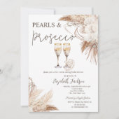 パンパスフラワーズパールスプロセッコブライダルシャワー 招待状 (正面)