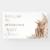 パンパスボホカウカーフベビーシャワーウェルカムバナー 横断幕 (横)