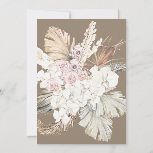 パンパスボホデザー結婚トブライダルシャワー 招待状 (裏面)