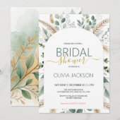 パンパスボホ素朴ブライダルシャワー招待 招待状 (正面/裏面)