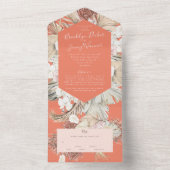 パンパスボモダンーホコーラルトロピカルクリームズ結婚ーズ オールインワン招待状 (内側)