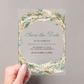 パンパスユーカリリースウェディングザデイト アクリル招待状 (インサイチュ (ポータブル))