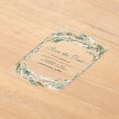 パンパスユーカリリースウェディングザデイト アクリル招待状 (レイダウン)