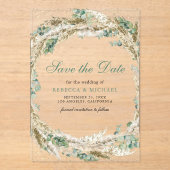 パンパスユーカリリースウェディングザデイト アクリル招待状 (正面)