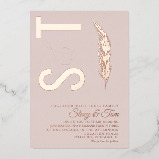 パンパスロゴアンパサンド結婚ズプレス 箔招待状 (正面)