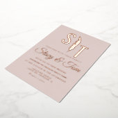 パンパスロ結婚ゴの押された赤面 箔招待状 (回転した状態)