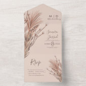 パンパス手描きボヘミアンスタイルのアースィーな結婚式 オールインワン招待状 (内側)