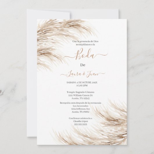 パンパス結婚式招待状 招待状 (正面)