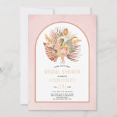 パンパス草とパームのソフトピンクの結婚前祝賀会 招待状 (正面)