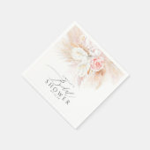 パンパス草とピンクの花のブライダルシャワー スタンダードカクテルナプキン (角)