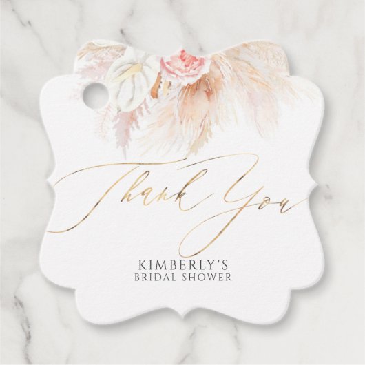 パンパス草とピンクの花　ありがとう フェイバータグ (正面)