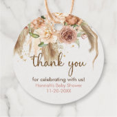 パンパス草とボーホー ローズのベビーシャワーお礼メッセージ フェイバータグ (裏面)