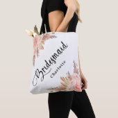 パンパス草とローズゴールドの花のブライドメイド結婚式 トートバッグ (クローズアップ)