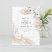 パンパス草と白いランを使ったリハーサルディナー 招待状 (スタンド正面)