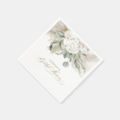 パンパス草と白い花のブライダルシャワー スタンダードカクテルナプキン (角)