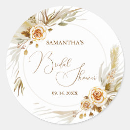 パンパス草のボヘミアンモダンなエレガントトロピカル ラウンドシール