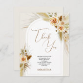 パンパス草の水彩ボヘミアンファッション サンキューカード (正面/裏面)