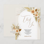 パンパス草の水彩ボホ  サンキューカード (正面/裏面)