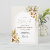 パンパス草の水彩ボーホー ブライズシャワー 招待状 (スタンド正面)