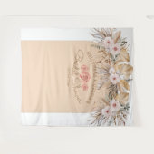 パンパス草の花のブライダルシャワーのウェディング ブライド タペストリー (正面(横))