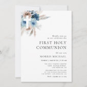 パンパス草の青い初聖体拝領 招待状 (正面)