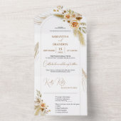 パンパス草トロピカルボヘミアエレガントウェディング オールインワン招待状 (内側)