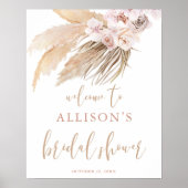 パンパス草ボホ テーマのウェルカムサイン 結婚前のお祝い ポスター (正面)