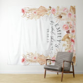 パンパス草 ボヘミアンフラワーブライダルシャワーの背景 タペストリー (インサイチュ(横))