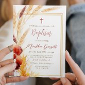 パンパス オータム ベージュ 女の子 洗礼 招待状