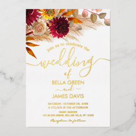 パンパス・グエレガントラス・フォト・ウェディング・パーティー  箔招待状