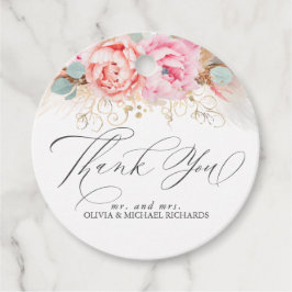 パンパス グラスとピンクの花のありがとう フェイバータグ