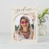 パンパス グラス オーキッド フローラル アーチ 絵 卒業 招待状 (スタンド正面)