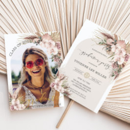 パンパス グラス オーキッド フローラル アーチ 絵 卒業 招待状