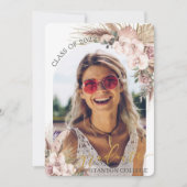 パンパス グラス オーキッド フローラル アーチ 絵 卒業 招待状 (正面)