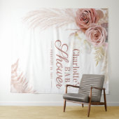 パンパス グラス タン ベビー シャワー フォト ブースの背景 タペストリー (インサイチュ(横))