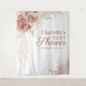 パンパス グラス タン ベビー シャワー フォト ブース 背景 タペストリー (正面)