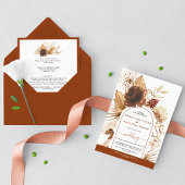 パンパス グラス テラコッタ アーチ オール イン ワン ウェディング 招待状