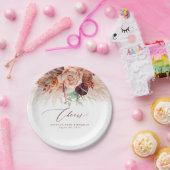 パンパス グラス テラコッタ フラワー チェアーズ トロピカル ペーパープレート (パーティー)