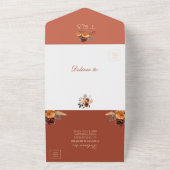 パンパス グラス テラコッタ QR コード 秋の落ち葉 お手頃予算 オールインワン招待状 (外側)