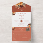 パンパス グラス テラコッタ QR コード 秋の落ち葉 お手頃予算 オールインワン招待状 (内側)