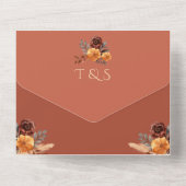 パンパス グラス テラコッタ QR コード 秋 落葉 低予算 オールインワン招待状 (裏面)