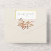 パンパス グラス & パームリーフにオーキッドのウェディング アル オールインワン招待状 (裏面)