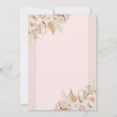 パンパス グラス ピンク フラワーのウェディング 招待状 (裏面)