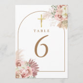 パンパス グラス フラワーのゴールド クロス テーブル ナンバー 招待状 (裏面)