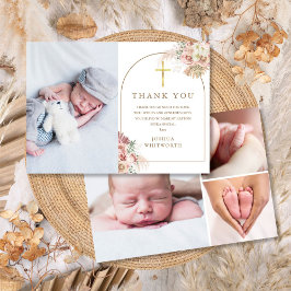 パンパス グラス フラワーフォト コラージュ 洗礼 サンキューカード