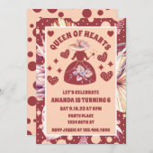パンパス グラス ボヘミアンのハートの女王の誕生日 招待状 (正面/裏面)
