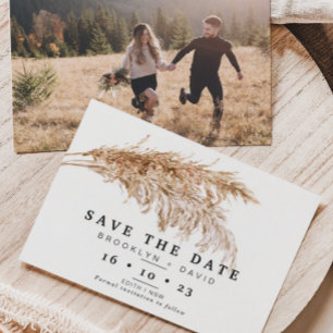 パンパス グラス ボヘミアンスタイルの結婚式 Save The Date カード