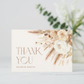 パンパス グラス ボヘミアンニュートラル ウェディングシャワー サンキューカード (スタンド正面)