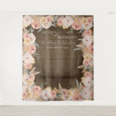 パンパス グラス ボヘミア フラワー ブラッシュ ラスティック ウッド ウェディング タペストリー (正面)