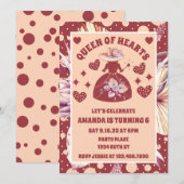 パンパス グラス ボーホー ハートの女王 誕生日 招待状 (正面/裏面)